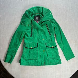 Vince Camuto Women's XS Green Hooded Rain Wind Jacket Water Resistant EUC‎